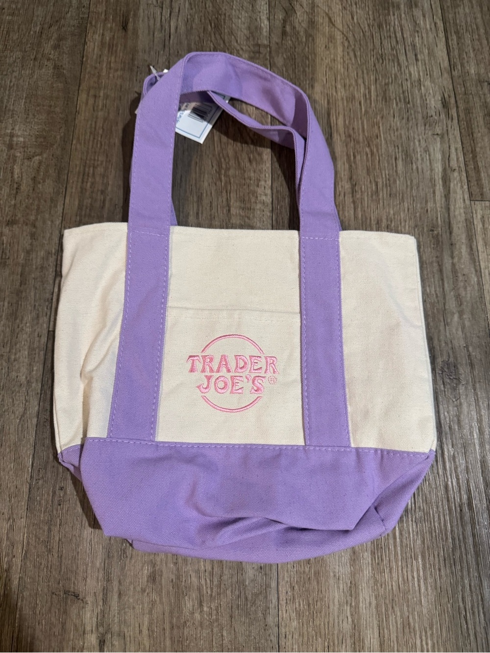 Trader Joe's Lilac and Cream Canvas Tote